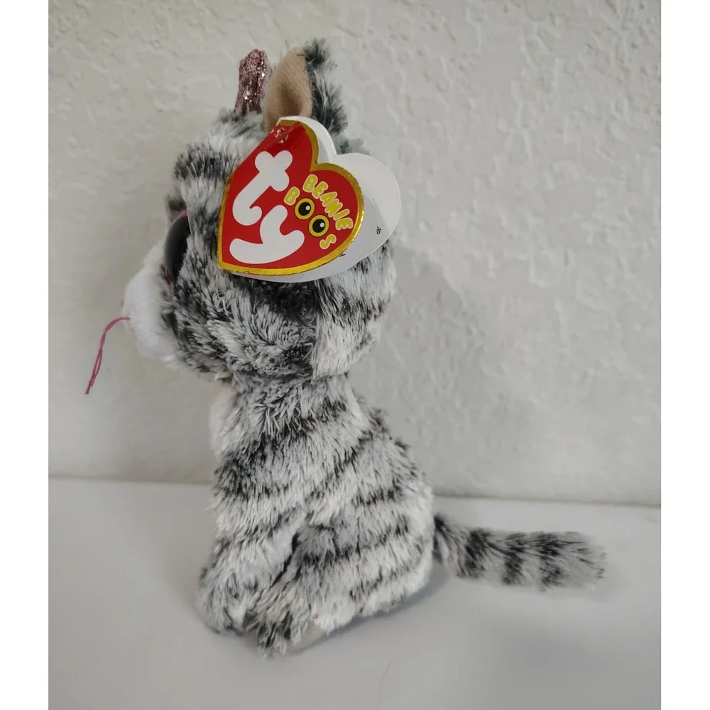 Ty Beanie Boos Kiki Gray White Tabby Cat 2016 - NWT NEW